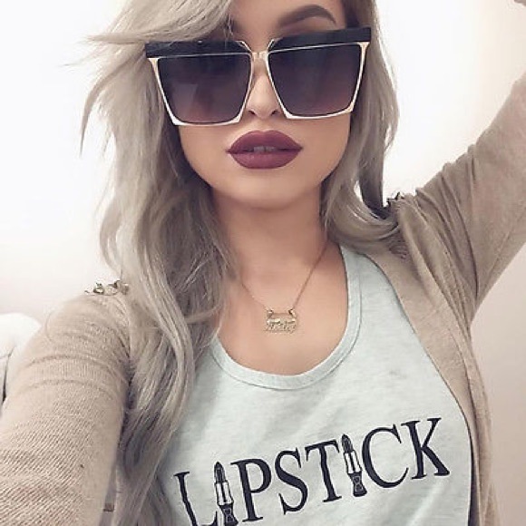 "Girl on Fire" Square Cat Eye Flat Metal Aviator - Picture 4 of 4