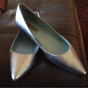 Silver and red Steve Madden flats