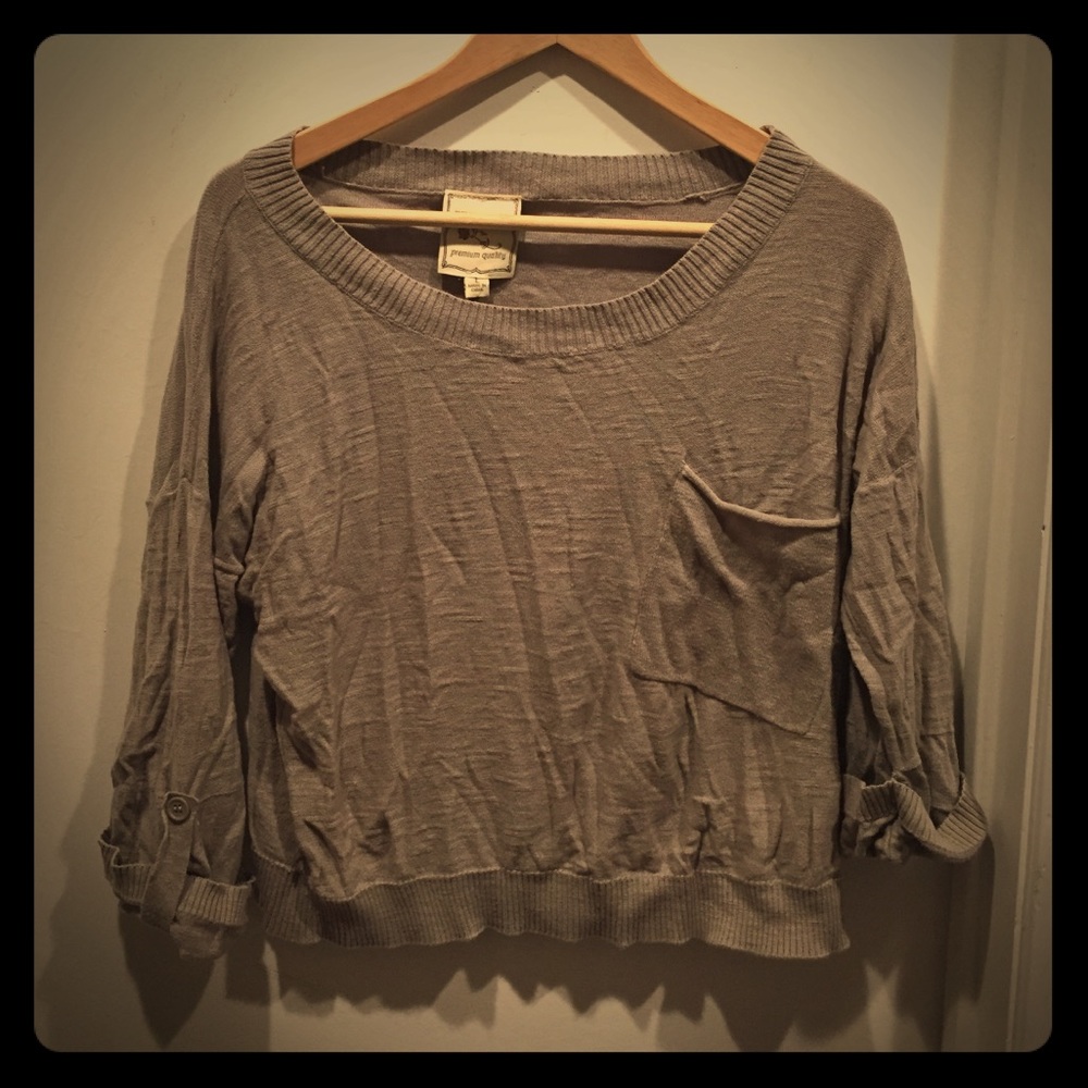 Gray off-the-shoulder sweater