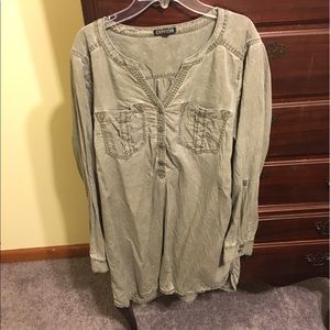 Army green denim dress