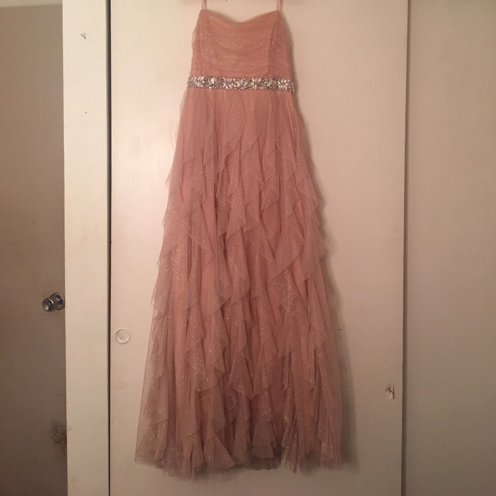 Blush pink strapless prom dress (with sparkles)