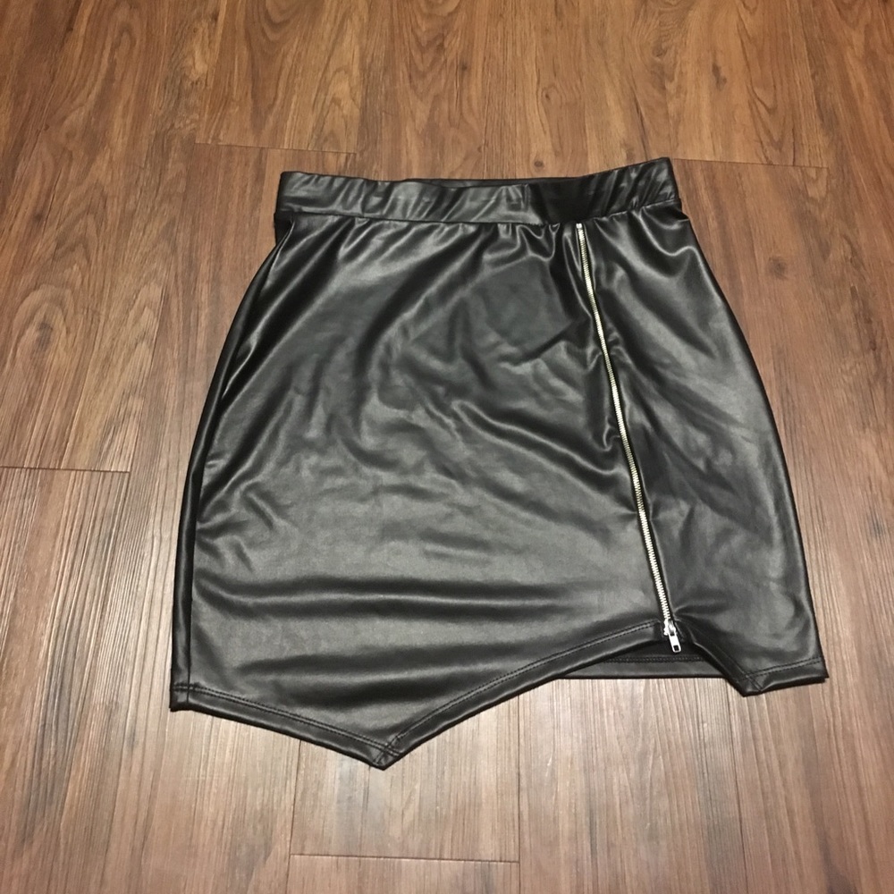 Charlotte Russe Asymmetrical Black Leather Skirt