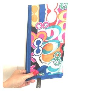 Coach Poppy logo multicolor scarf 100% silk.