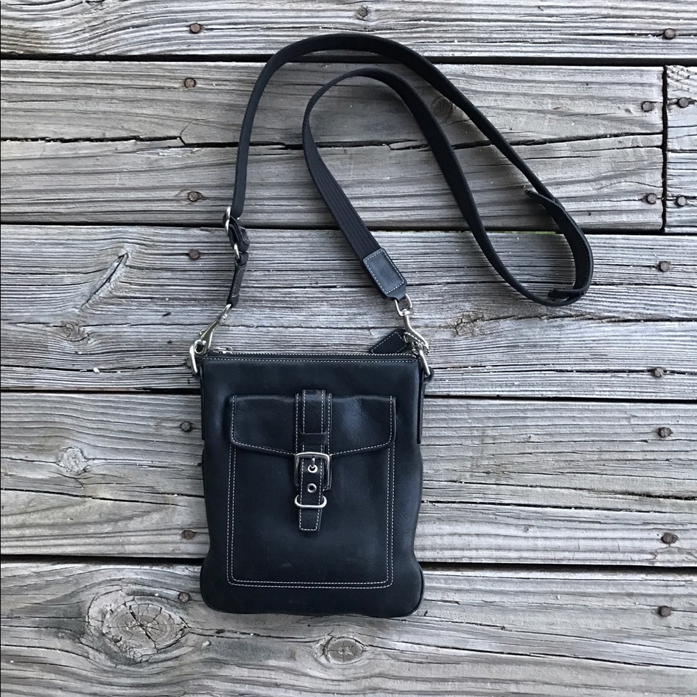 Gently used black Coach cross body bag