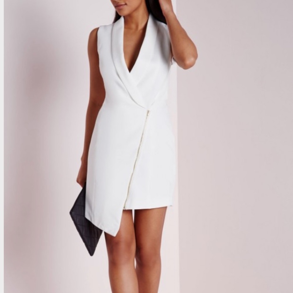 White tuxedo blazer style dress