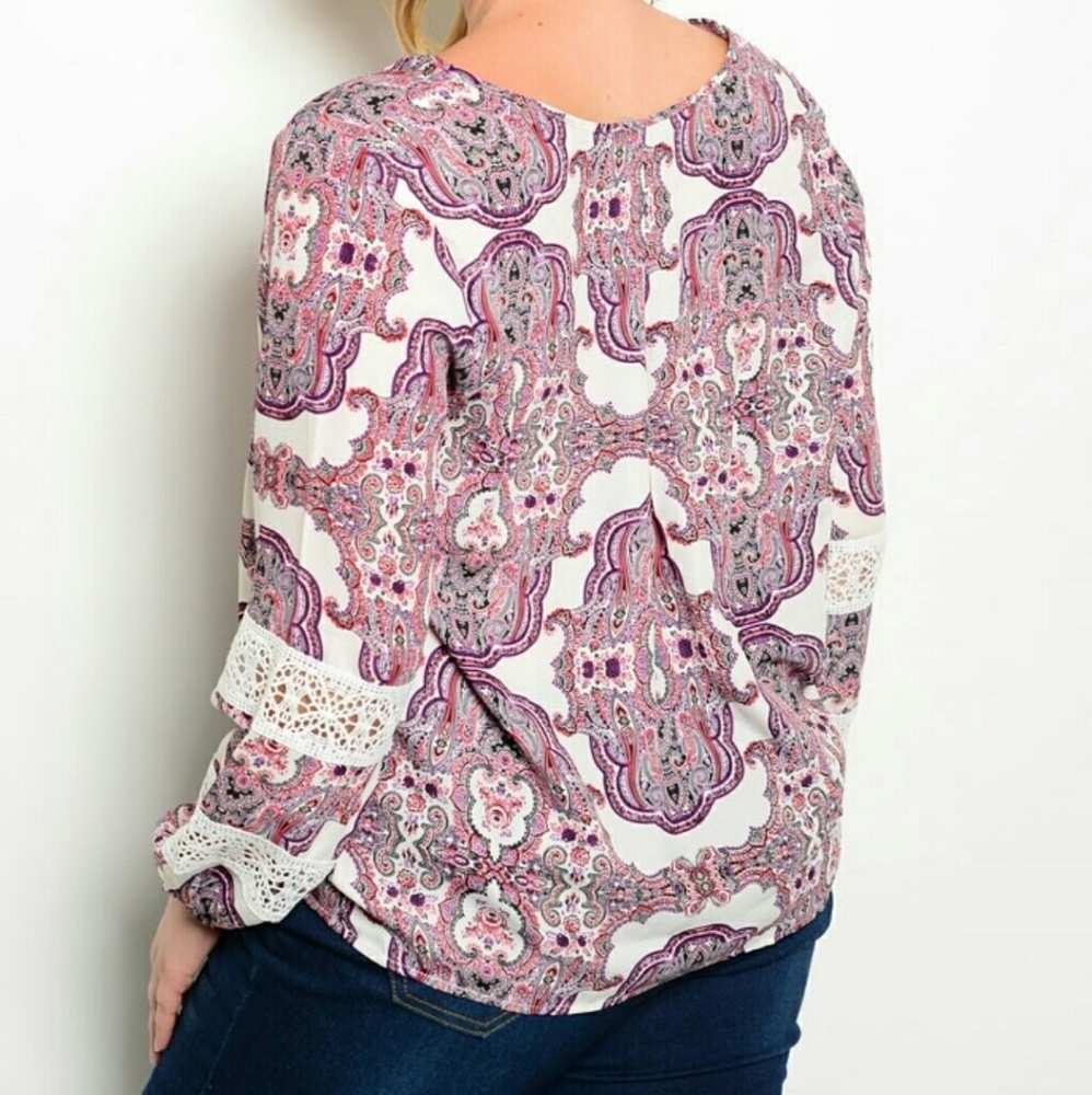 🔆 Ivory Burgandy Tunic Size XL - Picture 2 of 6