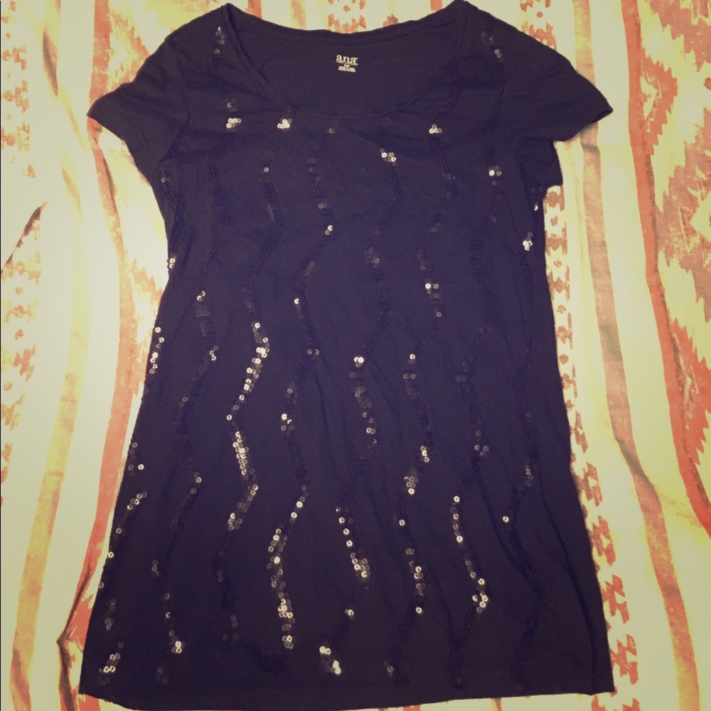 a.n.a Black sequin design Tee