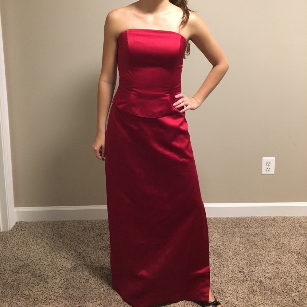 Red Two piece prom dress
