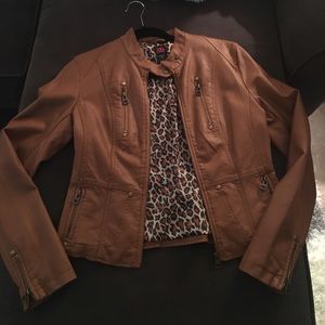 Faux leather brown jacket