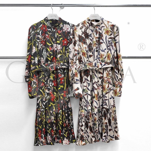 L/S Belted Fall Floral Print Dress by Gracia - Picture 2 of 4