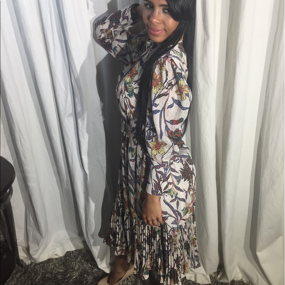 L/S Belted Fall Floral Print Dress by Gracia - Picture 4 of 4