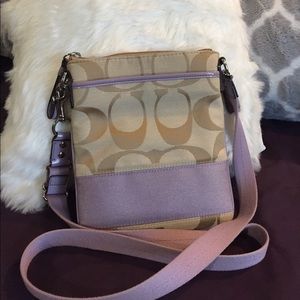 Lavender/brown Coach Signature Crossbody Bag--