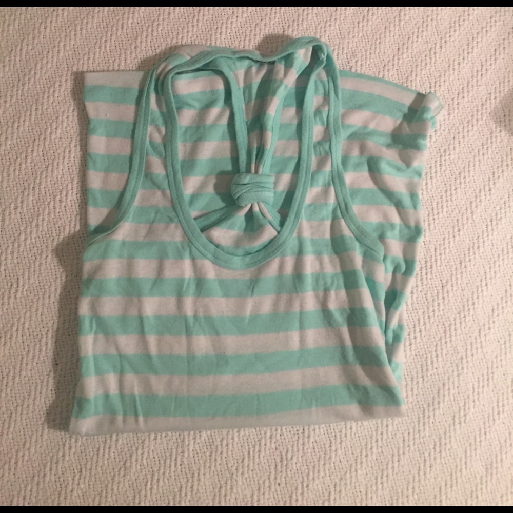 Turquoise and white racerback tank