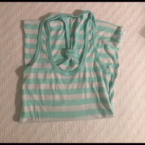 Turquoise and white racerback tank