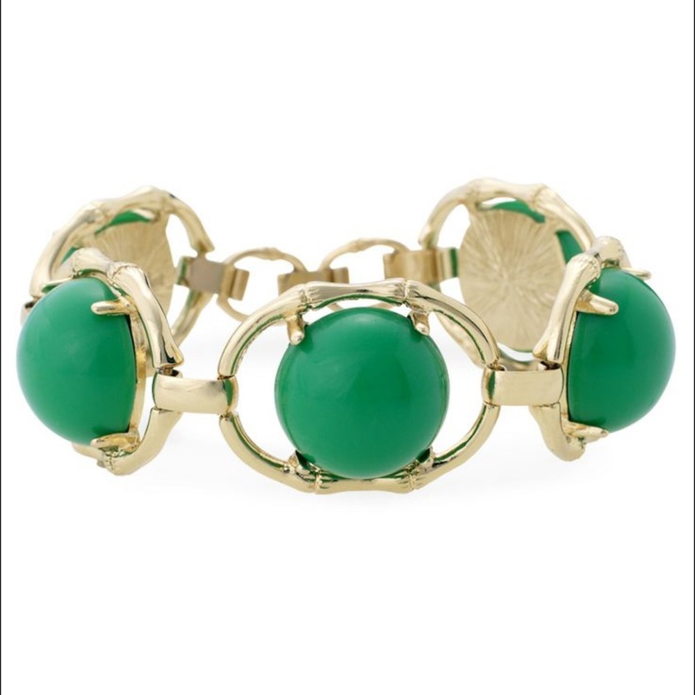 Stella & Dot Kelly Green Stone Gold Link Bracelet