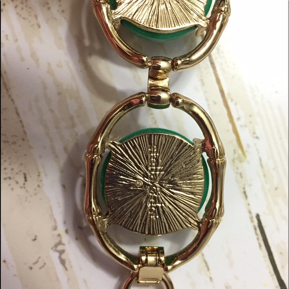 Stella & Dot Kelly Green Stone Gold Link Bracelet - Picture 3 of 3