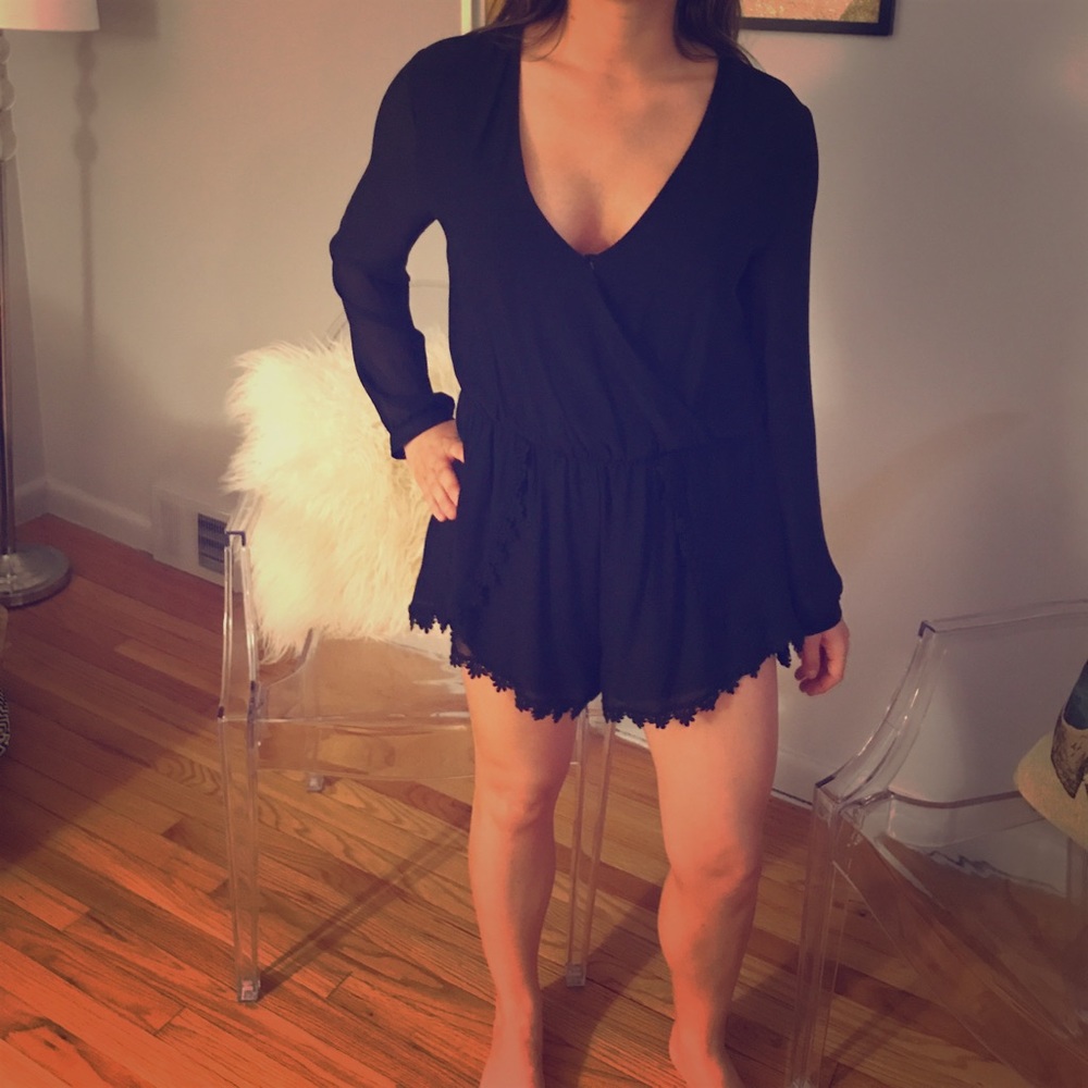 Black Astr Romper with lace