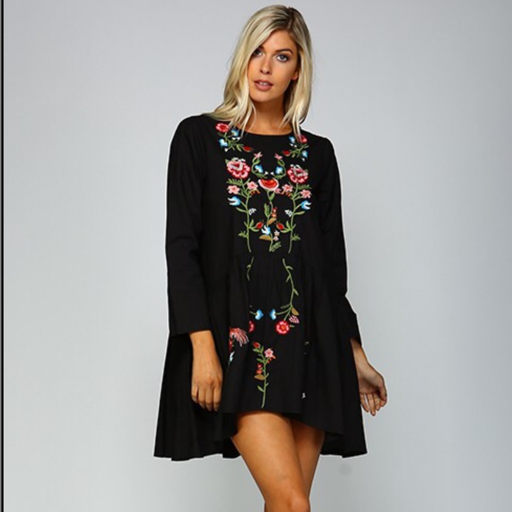 ⚡️⚡️⚡️Vintage floral black dress⚡️⚡️⚡️