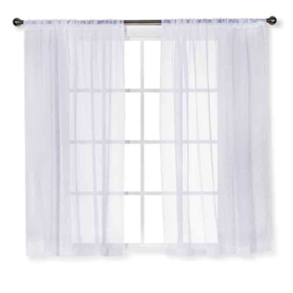 4 sheer white curtain panels