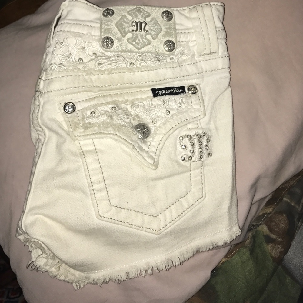 White Miss Me Shorts