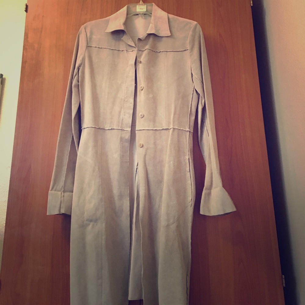 Guess Collection leather small cream long coat