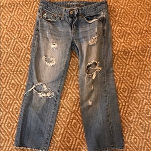 Holy boyfriend cropped blue jeans