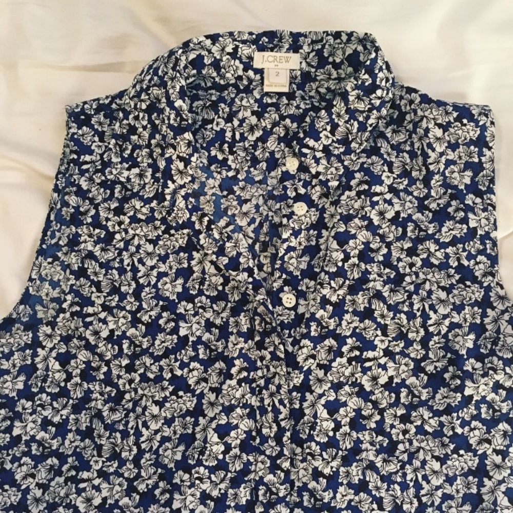 J crew floral button down tank