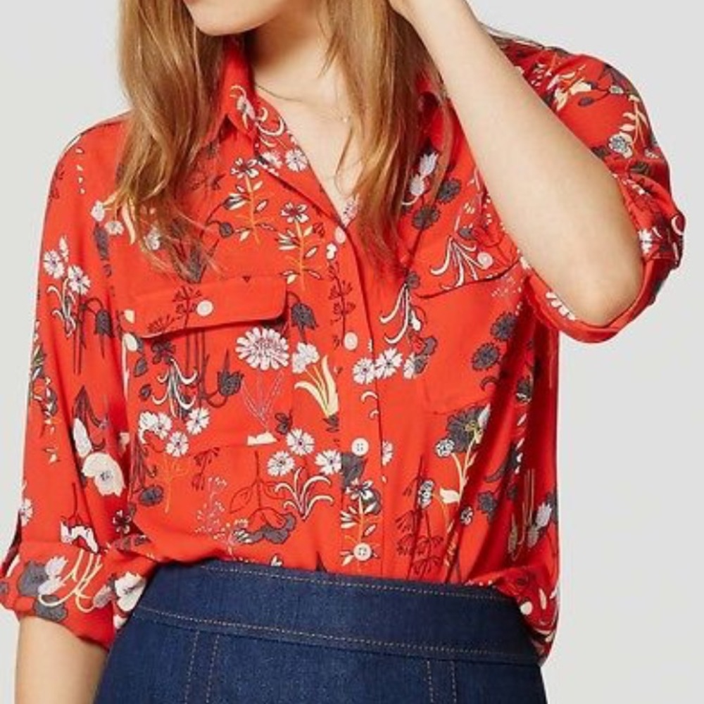 LOFT floral utility blouse