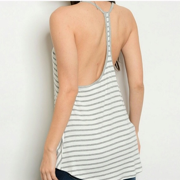 Show your stripes tank, low back, grey&white - Picture 2 of 2