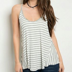 Show your stripes tank, low back, grey&white