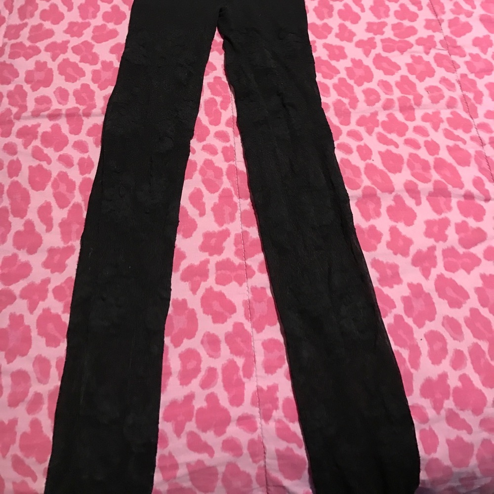 Black floral tights