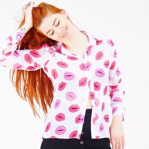 Nasty Gal lips Sheer shirt
