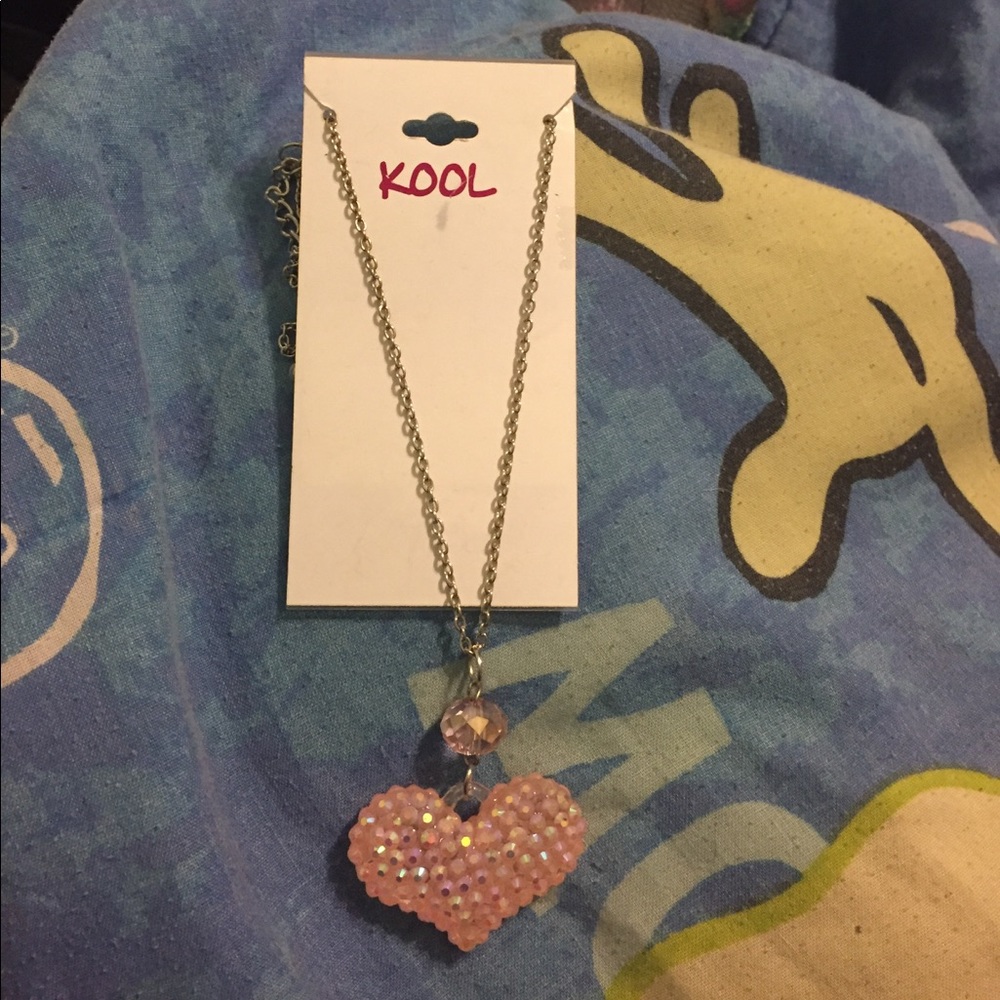 Pink heart sparkly necklace