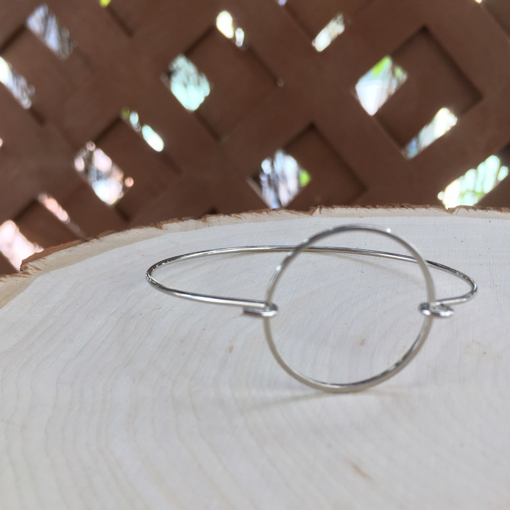 Wild Circle Minimalist Silver Tone Bracelet - Picture 2 of 4