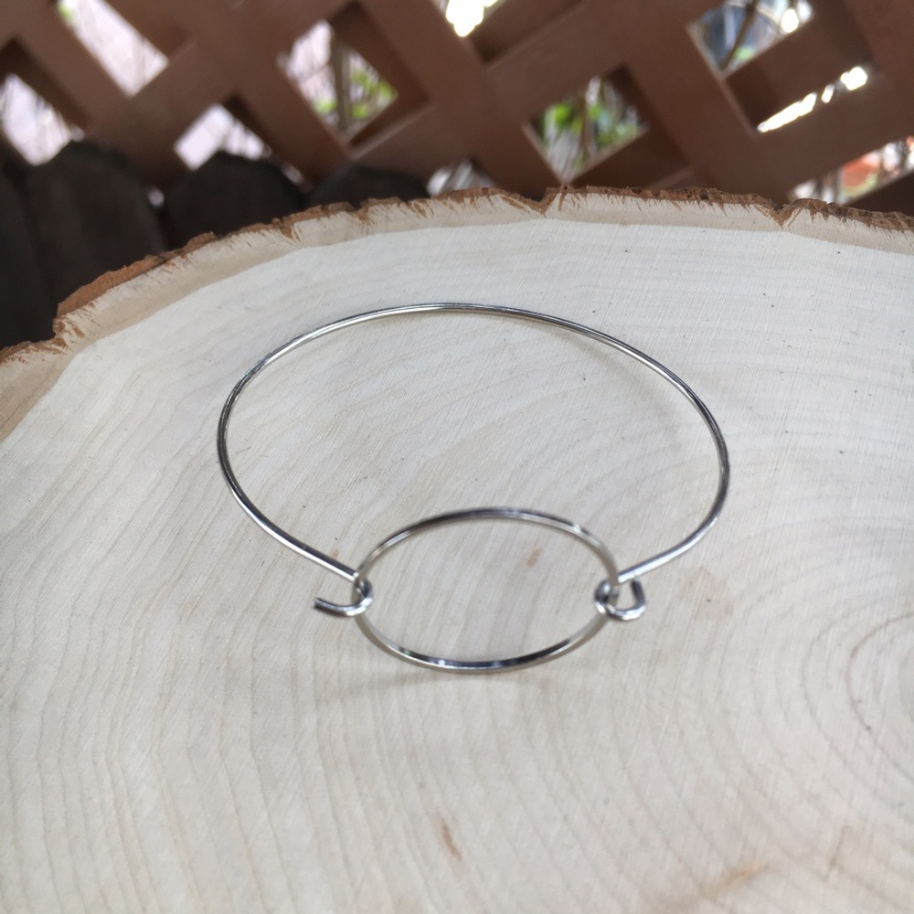 Wild Circle Minimalist Silver Tone Bracelet - Picture 4 of 4