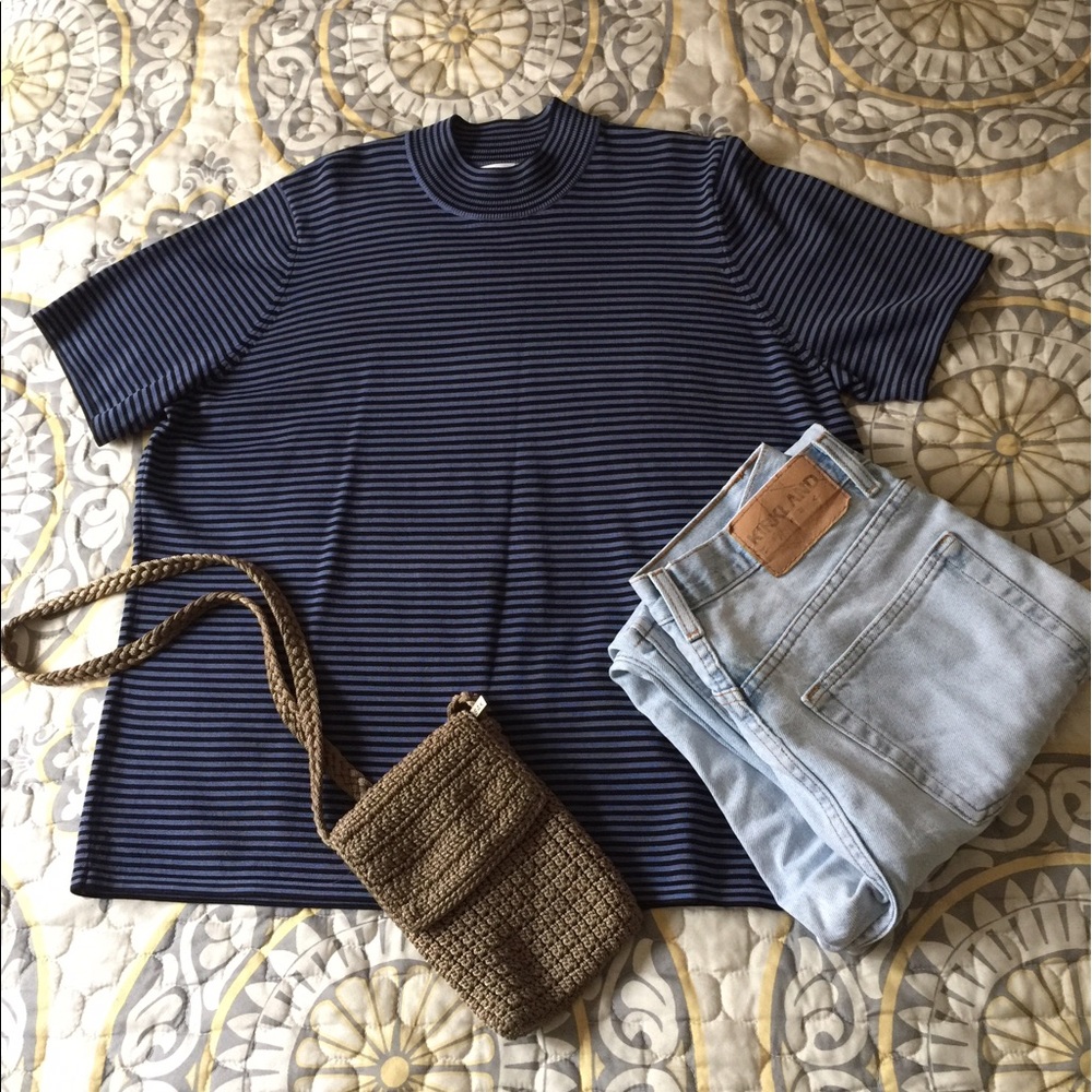 Jones New York Blue and Black striped Top 1X