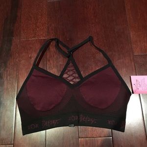 Burgundy and black sport bra