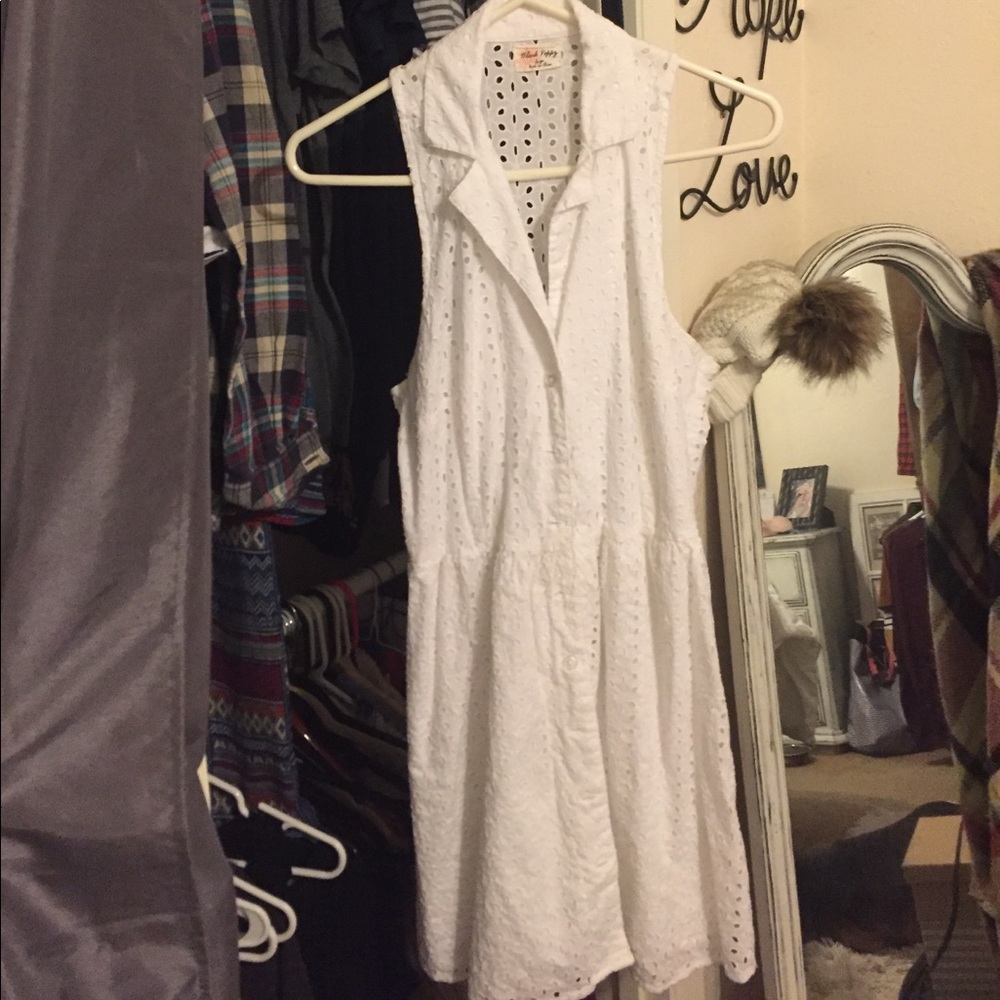 White eyelet collared dress