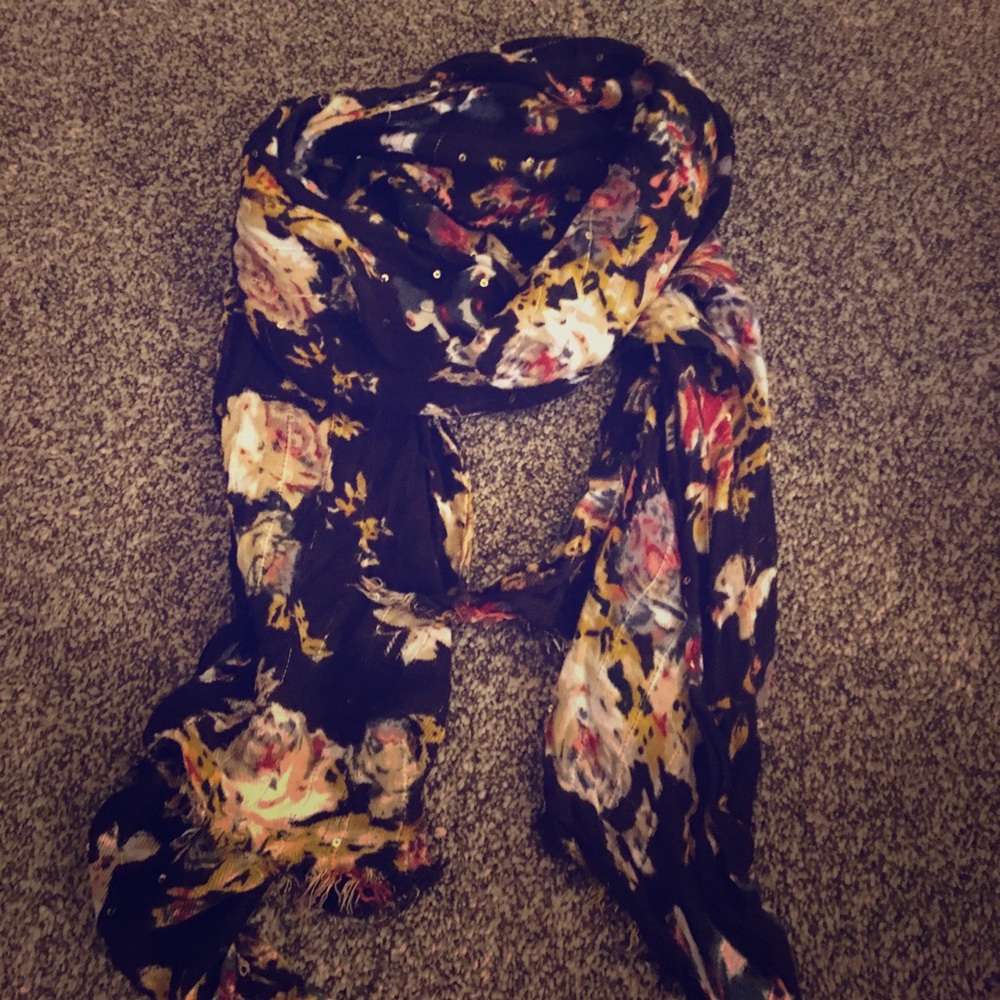 deep plum floral scarf