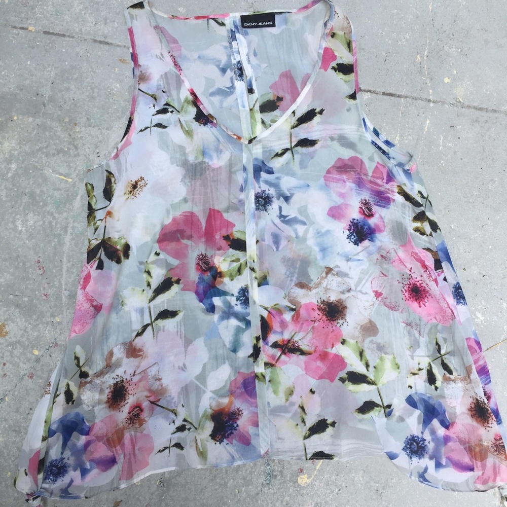 Sold.  DKNY sheer floral print top