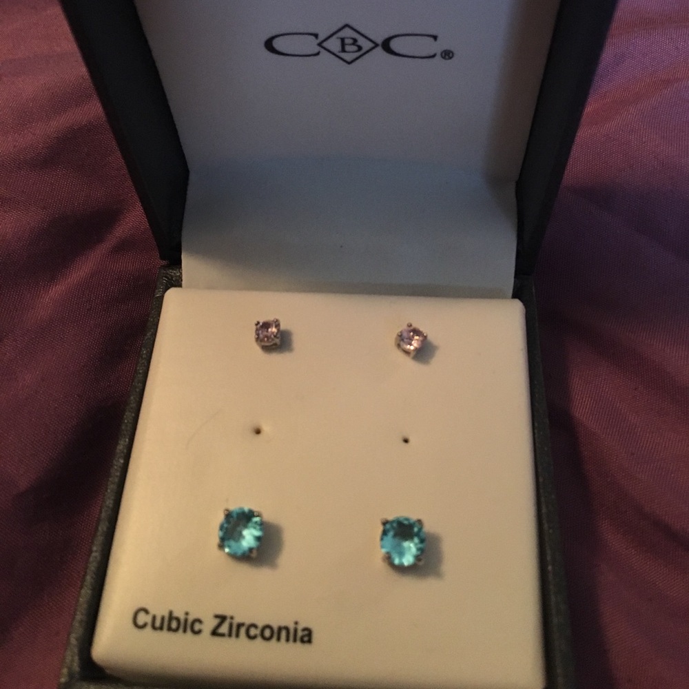 Blue and pink earrings