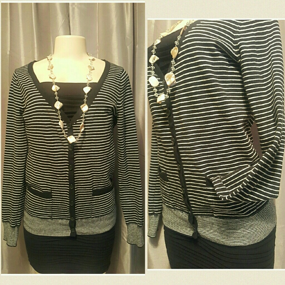 Forever 21 Striped black and white cardigan