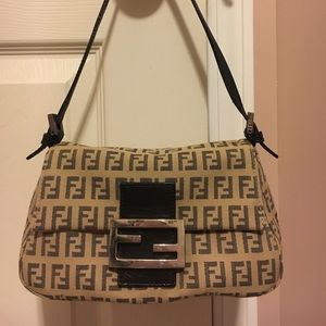 Authentic Fendi Zucca Small Baguette Bag Purse