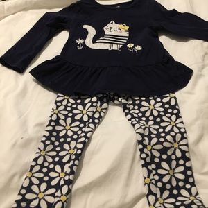 Gymboree outfit. Kitty top w/ matching daisy pants