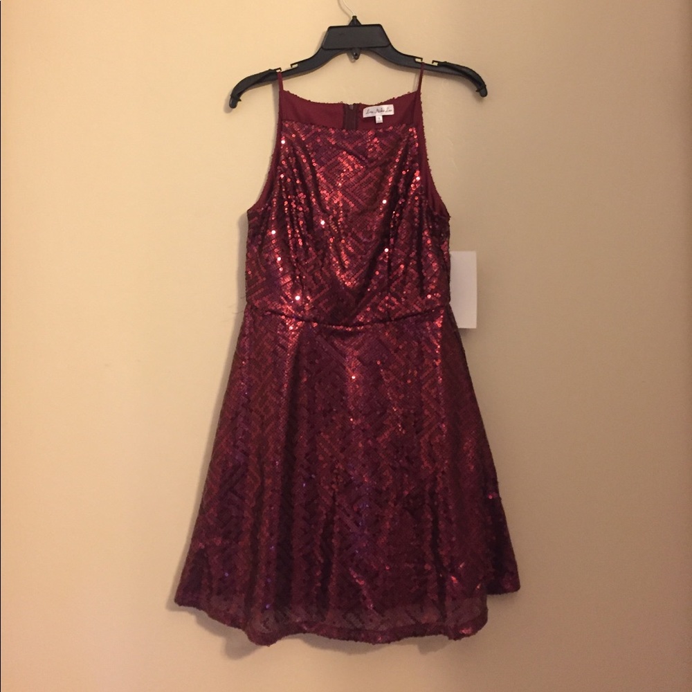 Love, Nickie Lew Sequined Fit and Flare Dress