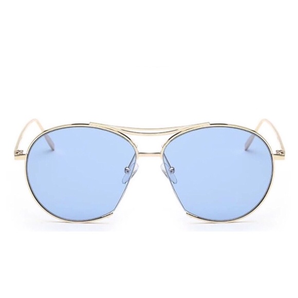 Mia- Clear Blue Round Aviator Glasses - Picture 2 of 2