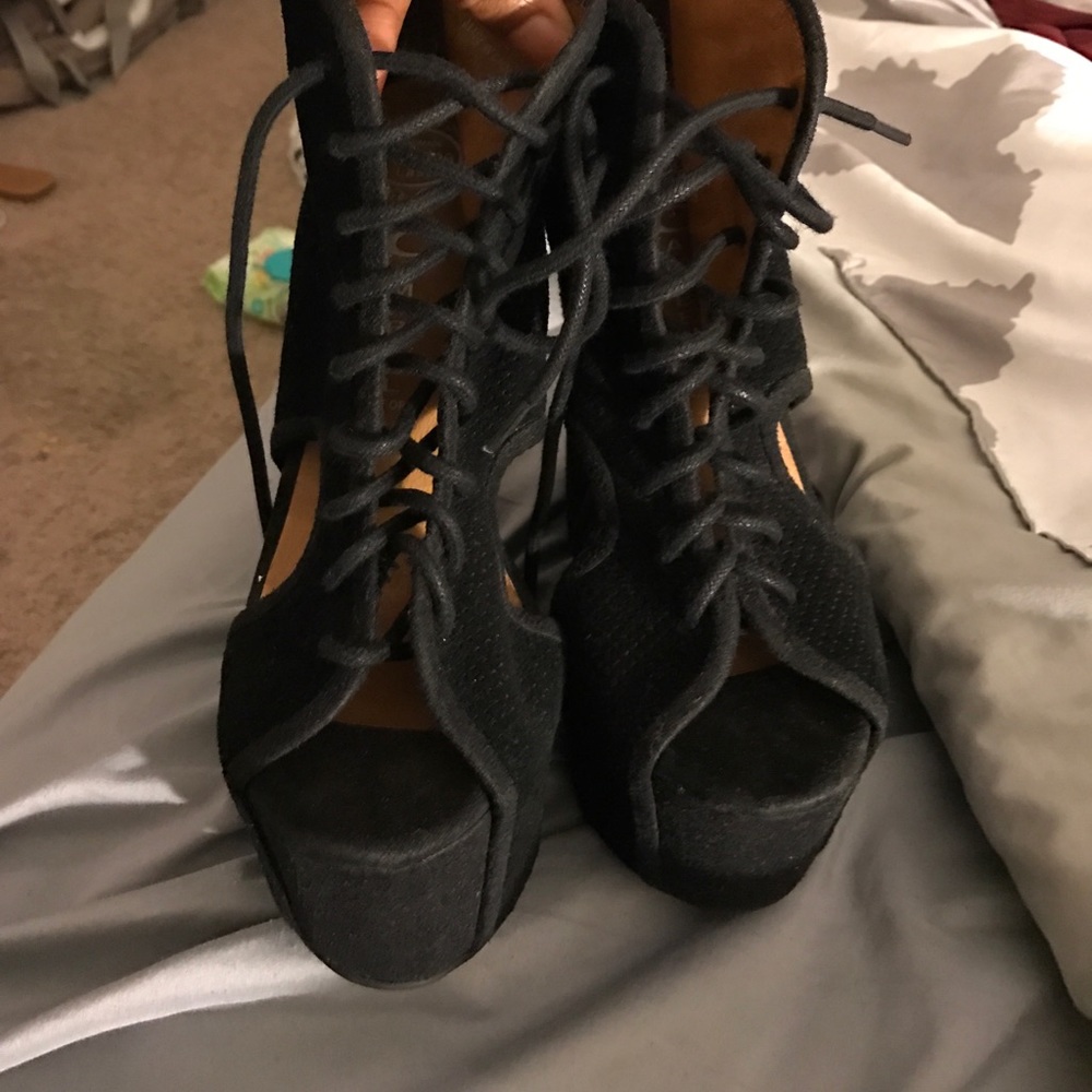 Jeffrey Campbell Black Platform Suede Bootie