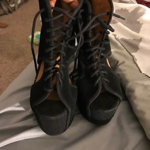 Jeffrey Campbell Black Platform Suede Bootie