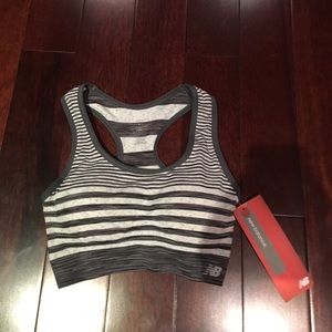 Black and grey striped sport bra