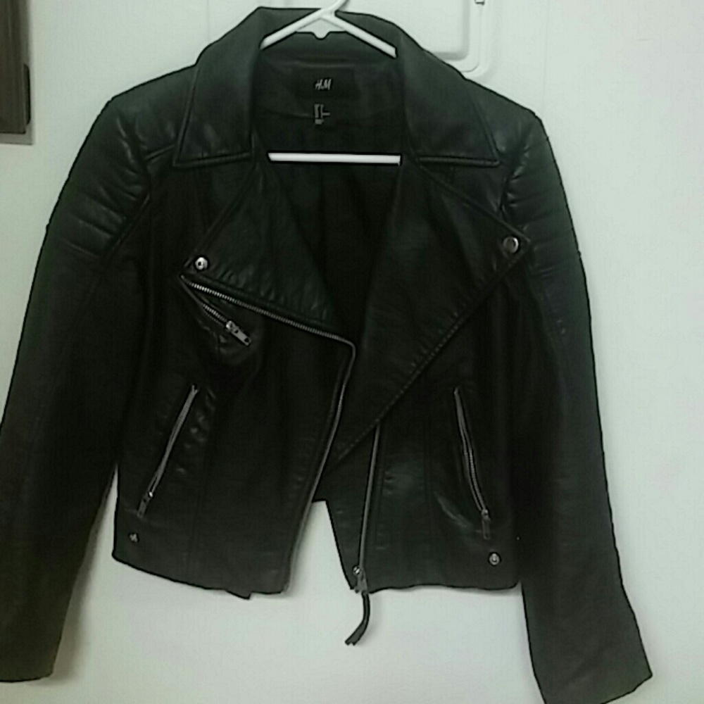 h&m biker leather jacket size 6 small medium